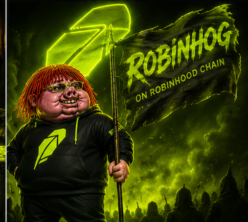 RobinHog raising the RobinHood Chain flag